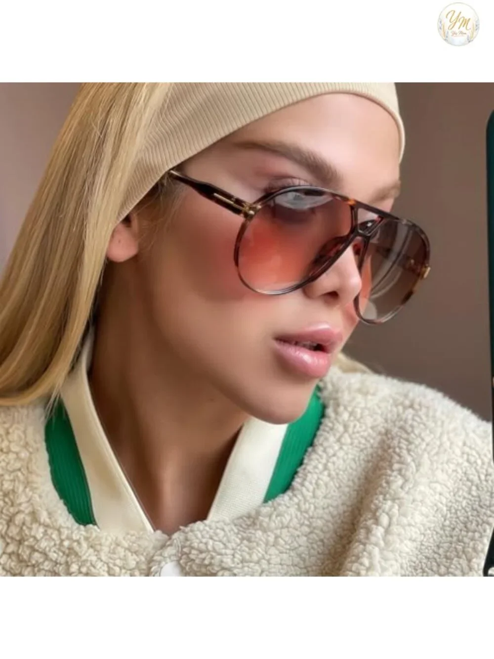 Retro Aviator Sunglasses Oversized UV400 Protection Lightweight Square Frame